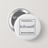 Badge Rond 5 Cm Système de sécurité Bullmastiff - Bouton (Devant & derrière)