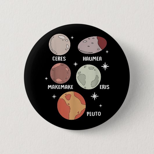 Badge Rond 5 Cm Système Solaire De L'Espace Extérieur Planète Nain (Devant)
