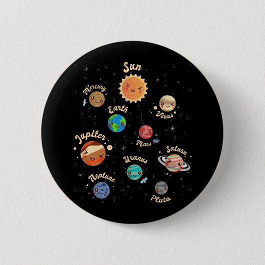 Badge Rond 5 Cm Système solaire Planètes Enfants Connaissances Esp (Devant)