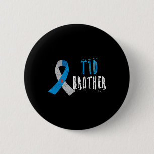 Badge Rond 5 Cm T1d Brother Bleu Ruban Type 1 Sensibilisation au d