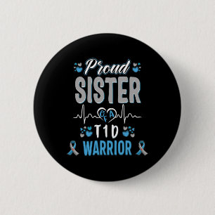 Badge Rond 5 Cm T1D fière soeur Sensibilisation au diabète Type 1