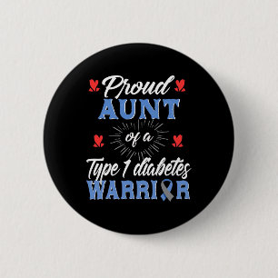 Badge Rond 5 Cm T1D Fière Tante Diabète Sensibilisation Type 1 Ins