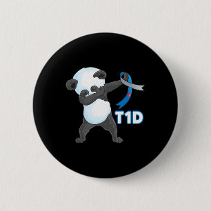 Badge Rond 5 Cm T1D Fun Cute Dabbing panda Type 1 Diabète Sensibil