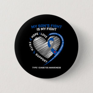 Badge Rond 5 Cm T1d Maman Papa Mon Fils Lutte Type 1 Décerbateur d