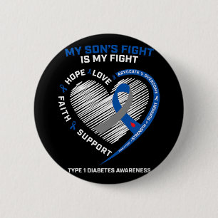 Badge Rond 5 Cm T1D Maman Papa Mon Fils Lutte Type 1 Prise en char