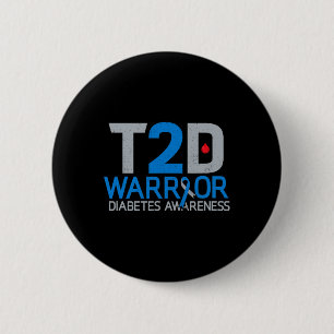 Badge Rond 5 Cm T2d Guerrier Sensibilisation au diabète Type 2 Fig