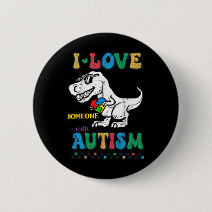 Badge Rond 5 Cm T.rex Dino Dinosaure Drôle J'Aime Quelqu'un Avec A