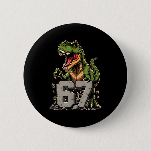 Badge Rond 5 Cm T-rex Dinosaur Funny Six Seven Meme Cool Tyrannosa (Devant)