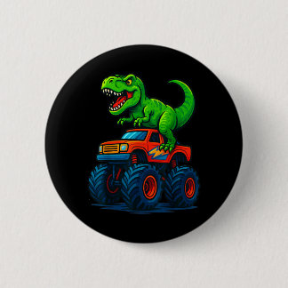 Badge Rond 5 Cm T-Rex Dinosaur Monster Truck Boys Birthday School
