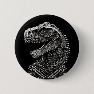 Badge Rond 5 Cm T-Rex Dinosaure gothique