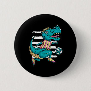 Badge Rond 5 Cm T-rex Dinosaure Joue au Football - Conception Trex
