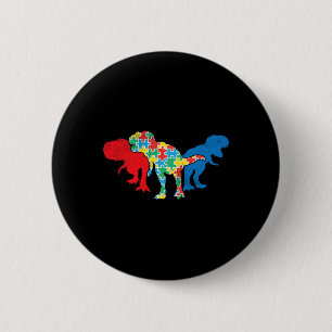 Badge Rond 5 Cm T-Rex Dinosaures Puzzle Dino Sensibilisation sur l