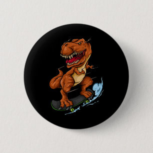 Badge Rond 5 Cm T-rex en skateboard - T-rex dinosaure mignon en sk