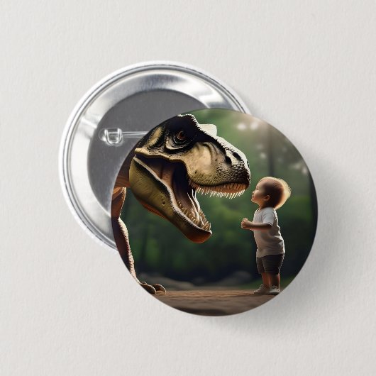 Badge Rond 5 Cm T-rex Faites Face À Vos Craintes, (Devant & derrière)