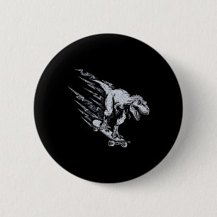 Badge Rond 5 Cm T-Rex féroce en skateboard à une vitesse éclair 