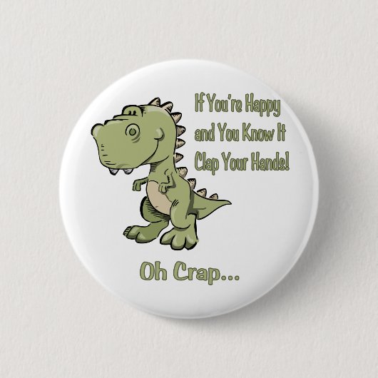 Badge Rond 5 Cm T-Rex heureux (Devant)