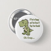 Badge Rond 5 Cm T-Rex heureux (Devant & derrière)