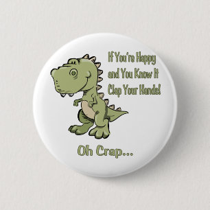Badge Rond 5 Cm T-Rex heureux