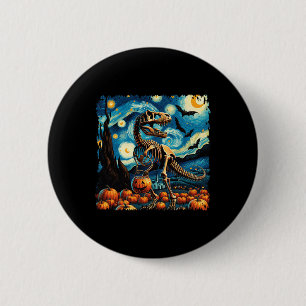 Badge Rond 5 Cm T-rex Skeleton Halloween Van Gogh Starry Night Fal