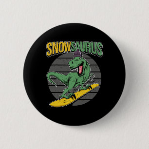 Badge Rond 5 Cm T-rex Snowboard Planche à neige 