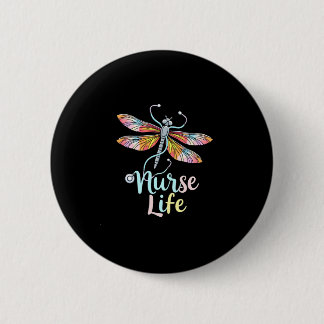 Badge Rond 5 Cm T-Shirt (1) Coloré Libellule Vie d'infirmière