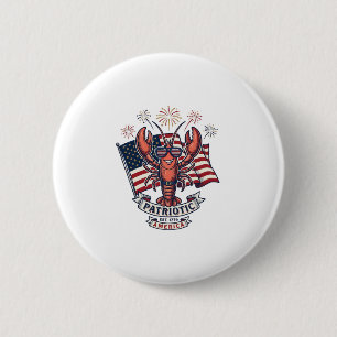 Badge Rond 5 Cm T-Shirt_1 gravure vintage drapeau homard patriotiq