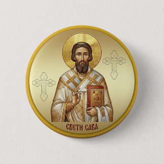 Badge Rond 5 Cm T-Shirt à l'icône orthodoxe de Saint Sava