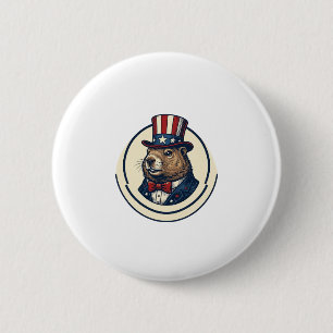 Badge Rond 5 Cm T-shirt avec gravure vintage de marmotte patriotiq