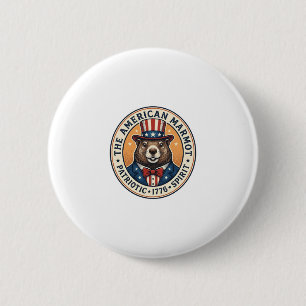 Badge Rond 5 Cm T-shirt avec gravure vintage de marmotte patriotiq