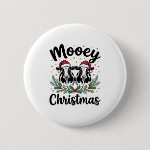 Badge Rond 5 Cm T-shirt avec gravure vintage de vache de Noël Mooe