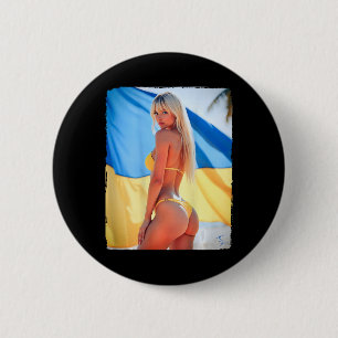 Badge Rond 5 Cm T Shirt Byck Print - Y Fille Blonde En Bikini Et U