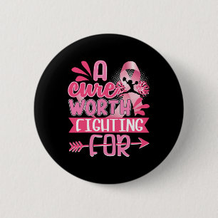 Badge Rond 5 Cm T-shirt Cheer Breast Cancer Rose Ribbon Cheerleadi