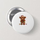 Badge Rond 5 Cm T-shirt classique de la vache écossaise de Noël (Devant & derrière)