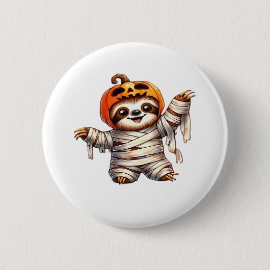 Badge Rond 5 Cm T-shirt classique de Sloth Mummy Halloween (Devant)