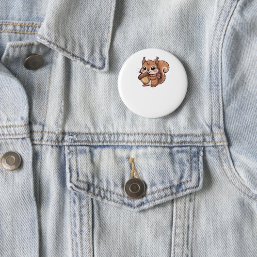Badge Rond 5 Cm T-shirt classique écureuil d'automne (En situation)
