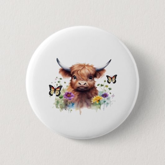 Badge Rond 5 Cm T-shirt classique pour bébé vache de la Highland L (Devant)
