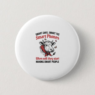 Badge Rond 5 Cm T-Shirt D drôle gravure vintage vache personnes in