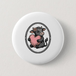 Badge Rond 5 Cm T-shirt de ferme avec gravure vintage de cœur de v