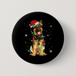 Badge Rond 5 Cm T-shirt de Noël avec arbre pour chien berger allem