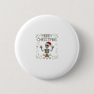 Badge Rond 5 Cm T-shirt de Noël gothique crâne moche Rock