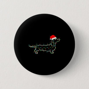 Badge Rond 5 Cm T-shirt de Noël pour chien teckel avec arbre de No