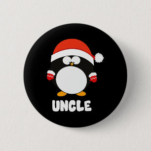 Badge Rond 5 Cm T-shirt de Noël Tonton Pingouin Santa pour famille