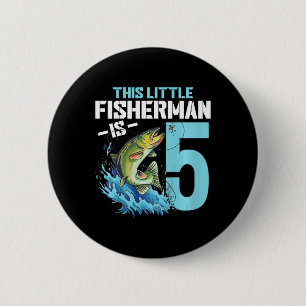 Badge Rond 5 Cm T-shirt de pêche d'anniversaire pour enfants garço
