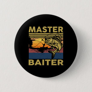 Badge Rond 5 Cm T-shirt de pêche Master Iter drôle Grand-père B Ca