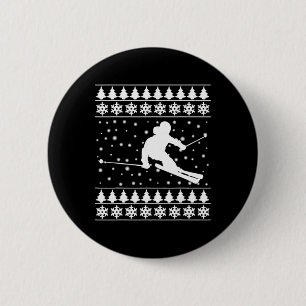 Badge Rond 5 Cm T Shirt de skieur de Noël Cadeau de Noël pour amat