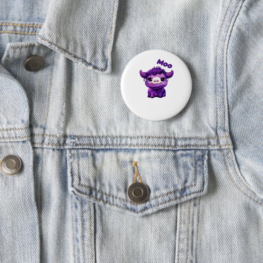 Badge Rond 5 Cm T-shirt de vache pourpre surdimensionné (En situation)