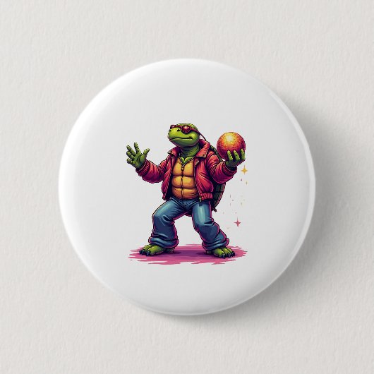 Badge Rond 5 Cm T-shirt Disco Tortue esthétique (Devant)