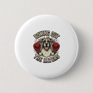Badge Rond 5 Cm T-Shirt Drôle Boxer Chien Boxant les Jaloux Desi
