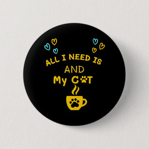 Badge Rond 5 Cm T-shirt drôle de chat orange tasse à café amateur