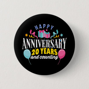 Badge Rond 5 Cm T-shirt du 20e anniversaire du Mariage pour les co